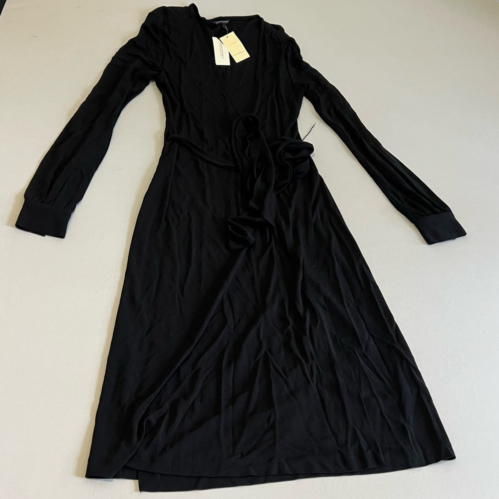 Banana Republic black long sleeve wrap maxi dress M